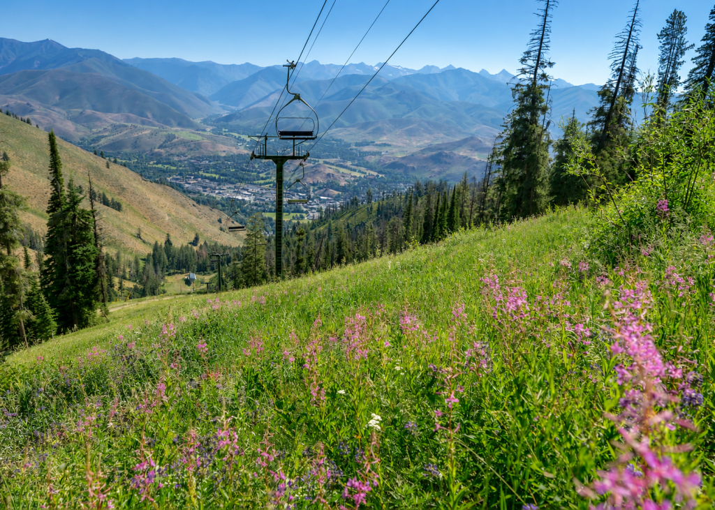 Summer travel scene: Dollar Mountain is smaller than Bald Mountain, but it gives you incredible sunset